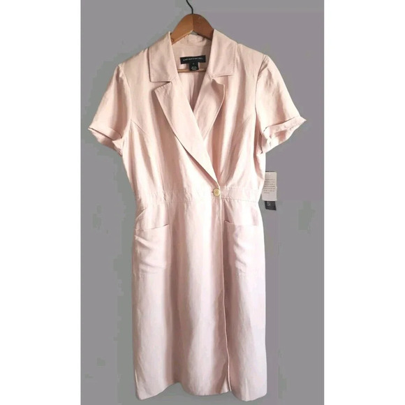 Jones New York Dress Women's 12 Pink  Silk Linen Blend  Knee-length Pockets NWT - Picture 1 of 8